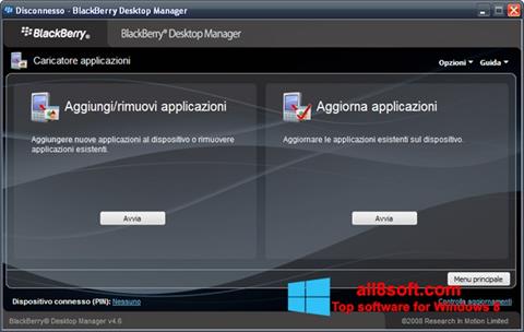 Skjermbilde BlackBerry Desktop Manager Windows 8