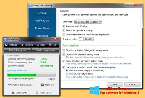 Skjermbilde BatteryCare Windows 8