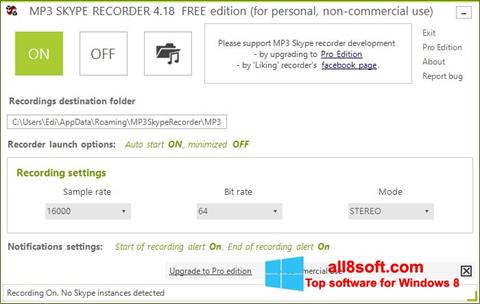 Skjermbilde MP3 Skype Recorder Windows 8