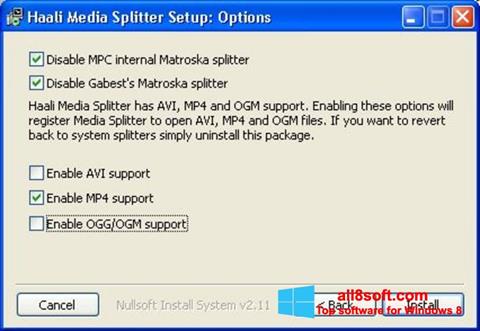 Skjermbilde Haali Media Splitter Windows 8