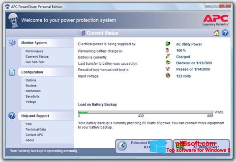 Skjermbilde PowerChute Personal Edition Windows 8