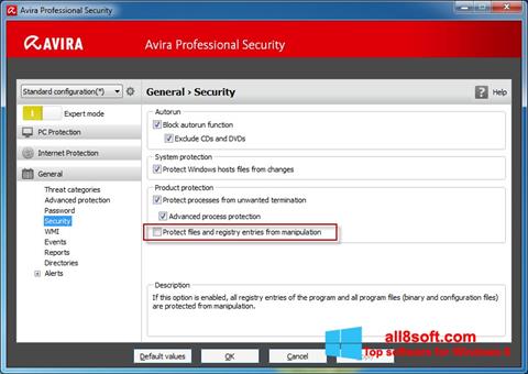 Skjermbilde Avira Professional Security Windows 8