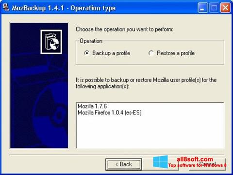 Skjermbilde MozBackup Windows 8