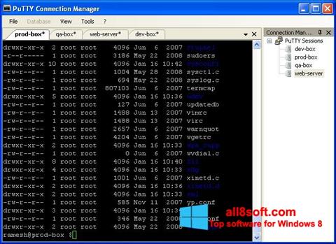 Skjermbilde PuTTY Connection Manager Windows 8