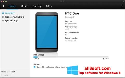 Skjermbilde HTC Sync Windows 8