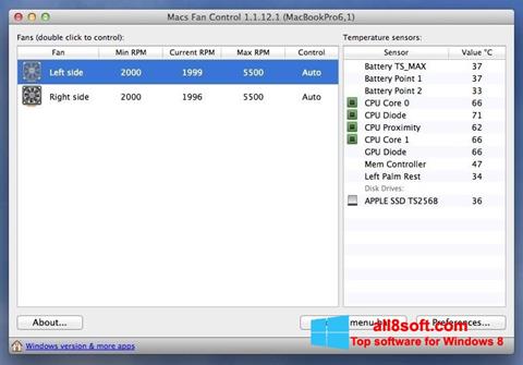 Skjermbilde Macs Fan Control Windows 8