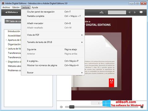 Skjermbilde Adobe Digital Editions Windows 8