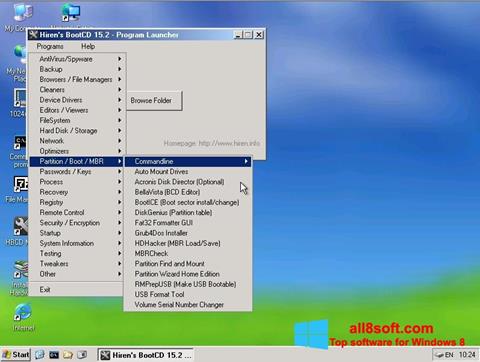 Skjermbilde Hirens Boot CD Windows 8