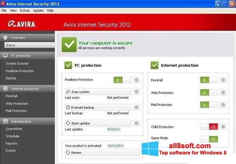 Skjermbilde Avira Internet Security Windows 8