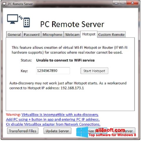 Skjermbilde PC Remote Server Windows 8