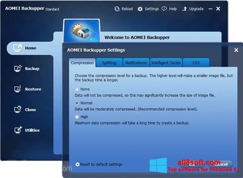 Skjermbilde AOMEI Backupper Windows 8